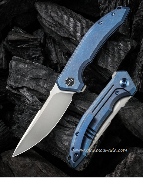 WE Knife Quixotic Flipper Framelock Knife, CPM 20CV, Titanium Blue, WE21016-3