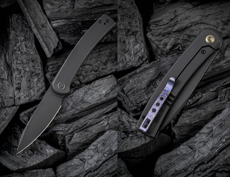 WE Knife Upshot Flipper Framelock Knife, Ltd Edition, CPM 20CV Black, Titanium Black, 2102B