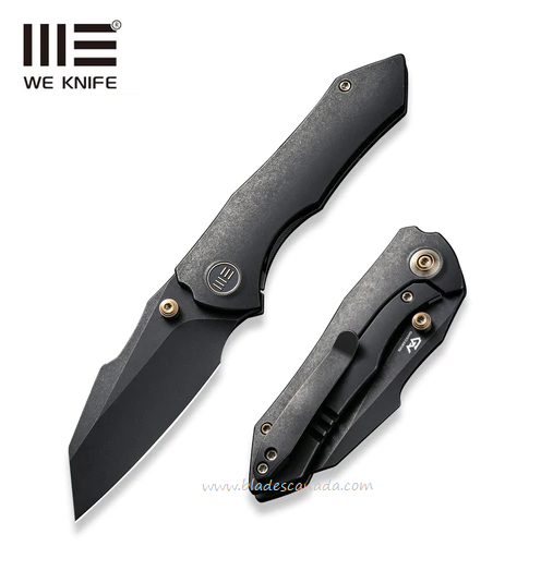 WE Knife High-Fin Framelock Folding Knife, CPM 20CV Black SW, Titanium Black, 22005-1