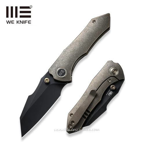 WE Knife High-Fin Framelock Folding Knife, CPM 20CV Black SW, Titanium Bronze, 22005-2
