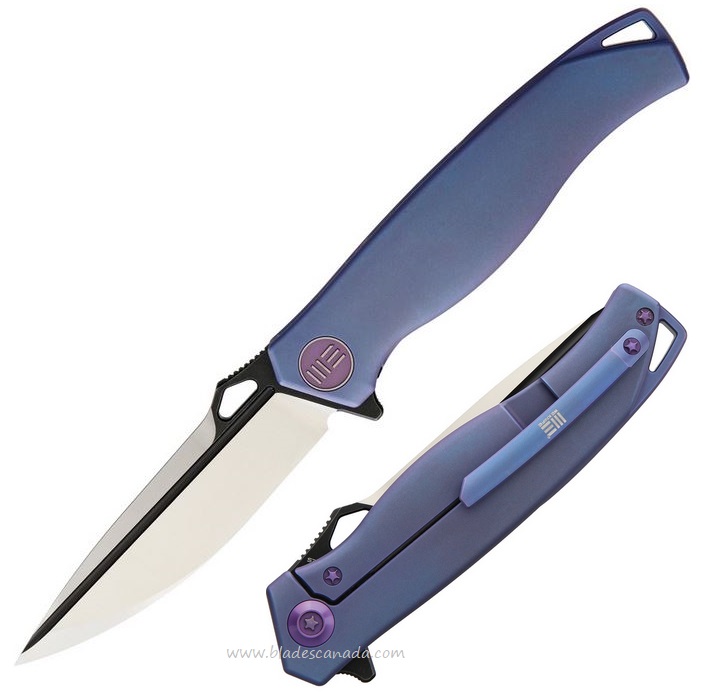 WE Knife 606A Flipper Framelock Knife, S35VN Two-Tone, Titanium Blue, 606A