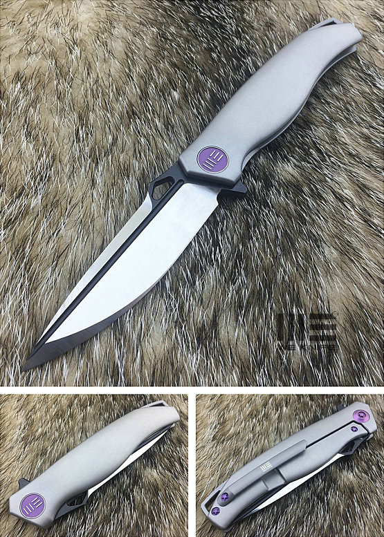 WE Knife 606C Flipper Framelock Knife, S35VN Two-Tone, Titanium Grey, 606C