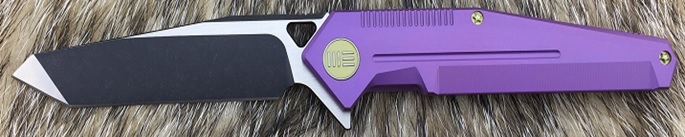 WE Knife 610A Flipper Framelock Knife, S35VN Black Satin, Titanium Purple