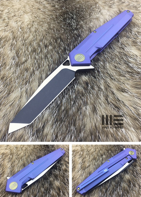 WE Knife 610C Flipper Framelock Knife, S35VN Two-Tone, Titanium Blue