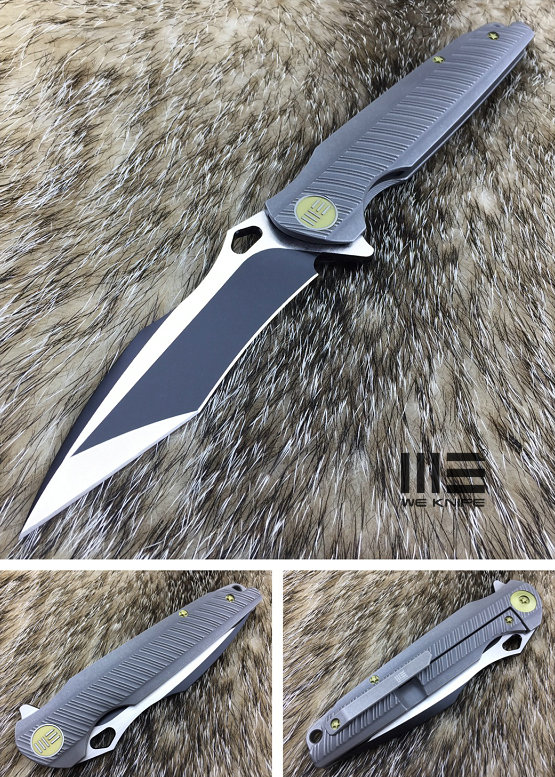 WE Knife 612G Flipper Framelock Knife, S35VN Recurve Tanto, Titanium Grey