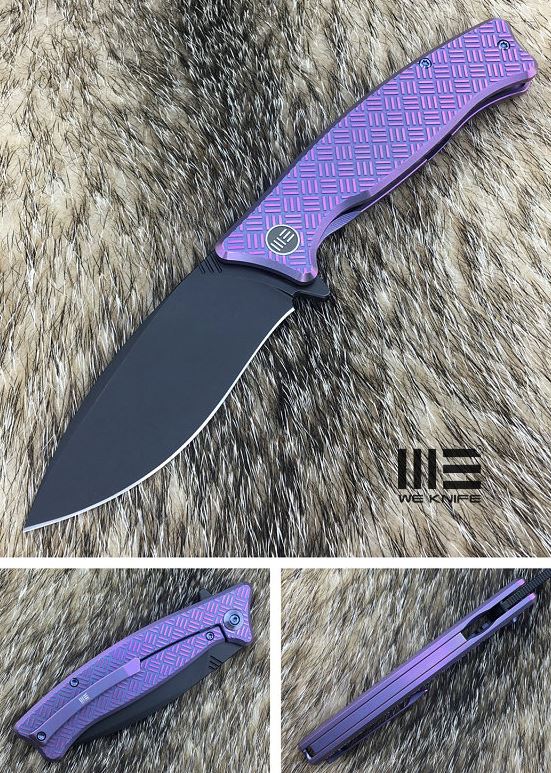 WE Knife Balaenoptera Framelock Folding Knife, M390 Black, Titanium Purple, 712A