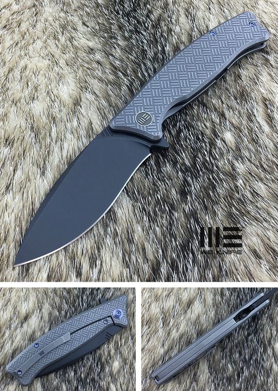 WE Knife Balaenoptera Framelock Folding Knife, M390 Black, Titanium Grey, 712C