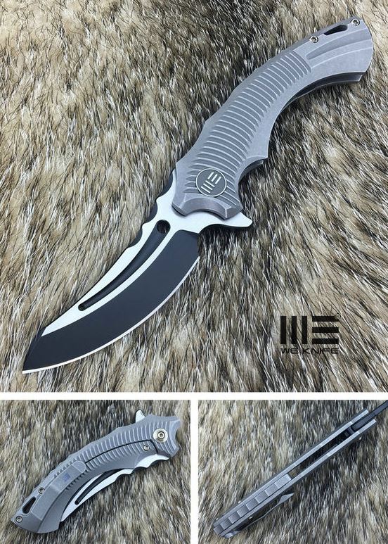 WE Knife Sea Monster Flipper Framelock Knife, M390, Titanium Grey, 713C - Click Image to Close