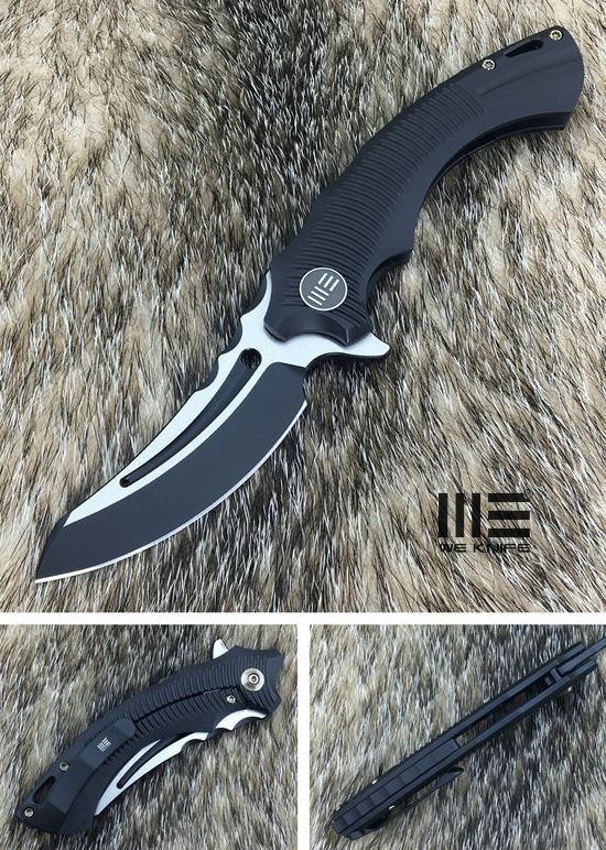WE Knife Sea Monster Flipper Framelock Knife, M390, Titanium Black, 713D