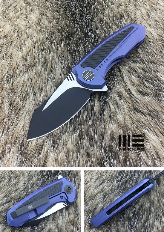WE Knife Valiant Flipper Framelock Knife, S35VN Black SW, Titanium Blue, 717C