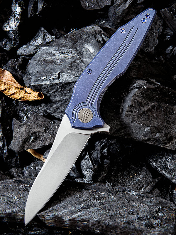 WE Knife Bullit Flipper Framelock Knife, S35VN, Titanium Blue, 806A