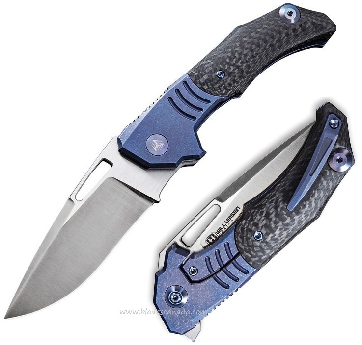 WE Knife Stixx Flipper Framelock Knife, M390, Titanium Blue/Carbon Fiber, 817A