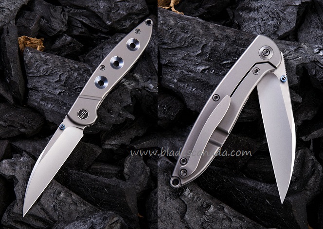 WE Knife Schism Framelock Folding Knife, S35VN, Titanium Blue, 908B - Click Image to Close