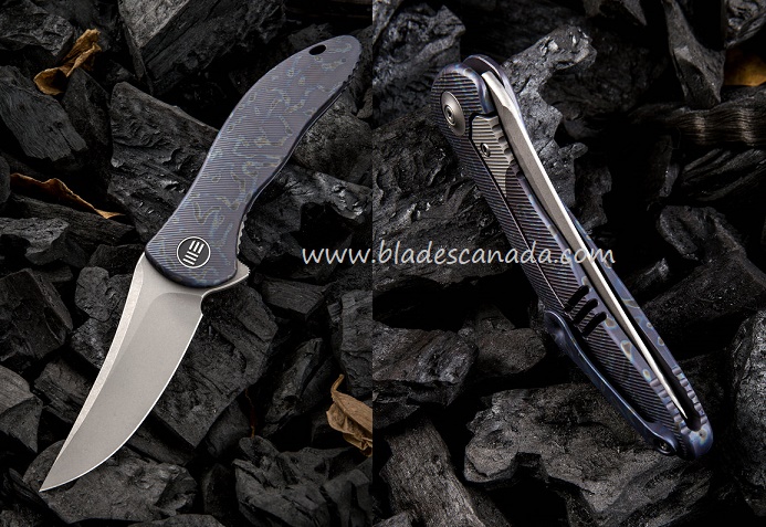 WE Knife Synergy 2 Flipper Framelock Knife, M390, Titanium Anodized, 912B - Click Image to Close