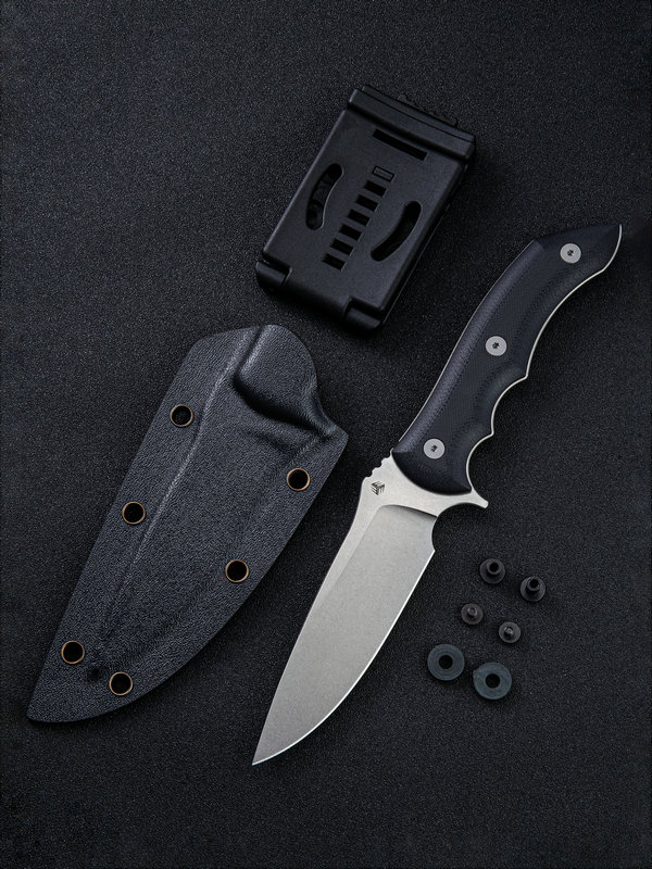 WE Knife Stonefish Fixed Blade Knife, CPM 20CV, G10 Black, Kydex Sheath, 919C