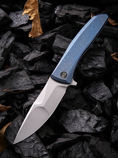 WE Knife Scoppio Flipper Framelock Knife, CPM 20CV, Titanium Blue, 923A