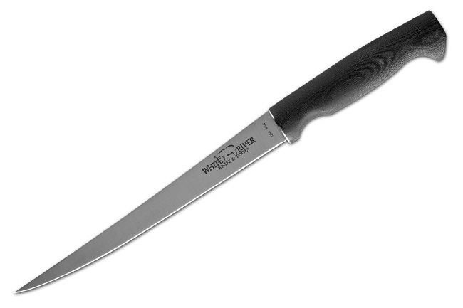 White River Traditional Fillet Knife, 440C 6", Micarta Black