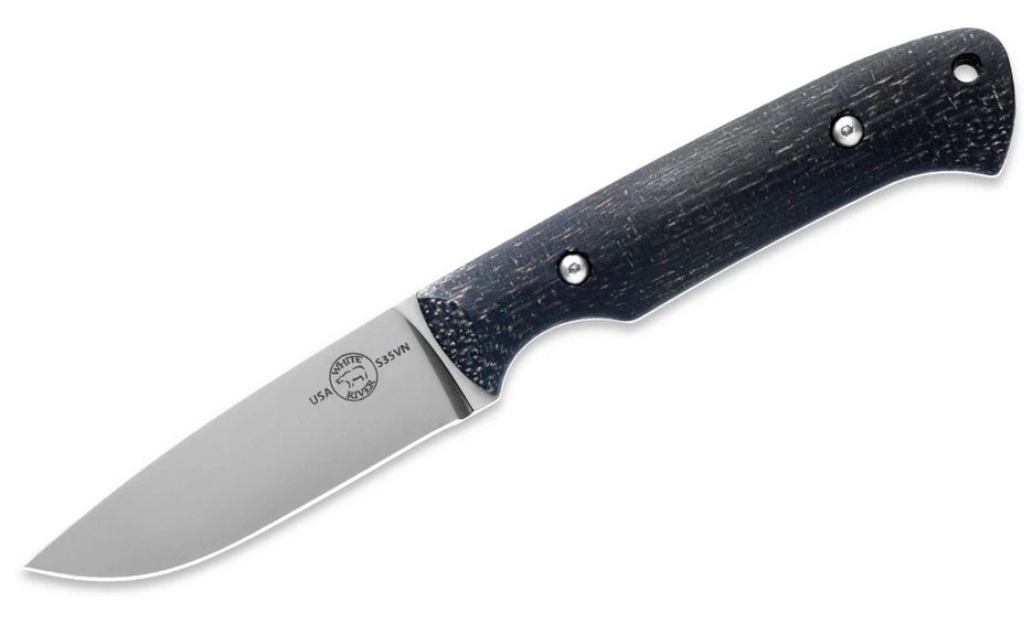 White River Hunter Fixed Blade Knife, S35VN, Micarta Black Burlap, Kydex Sheath