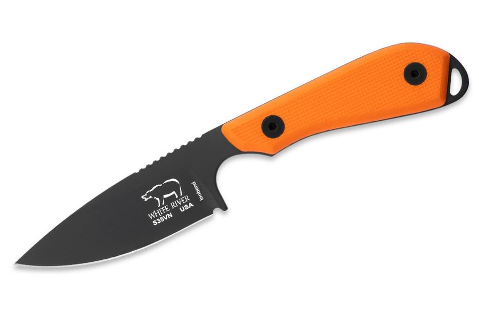 White River M1 Backpacker Pro Fixed Blade Knife, S35VN Black, G10 Orange, Kydex Sheath