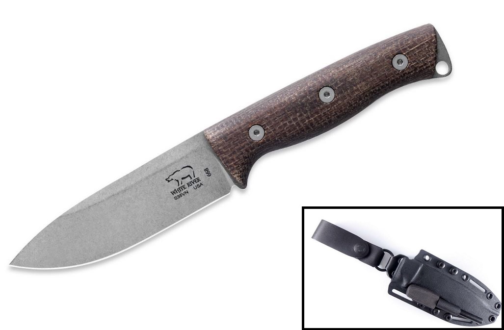 White River Ursus 45 Fixed Blade Knife, S35VN, Natural Burlap Micarta, Kydex Sheath