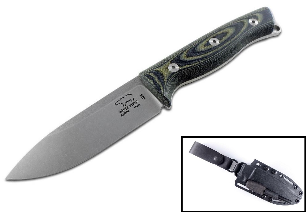 White River Ursus 45 Fixed Blade Knife, S35VN, Micarta Black/OD, Kydex Sheath