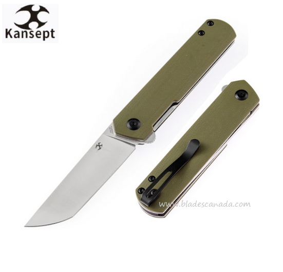 Kansept Foosa Flipper Folding Knife, 154CM SW, G10 OD Green, X2020T3