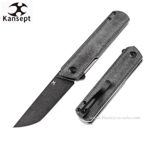 Kansept Foosa Flipper Folding Knife, 154CM SW, Micarta Black, X2020T6