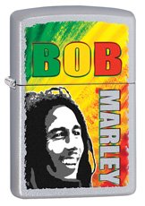 Zippo Bob Marley Lighter, Full Colour Chrome - Click Image to Close