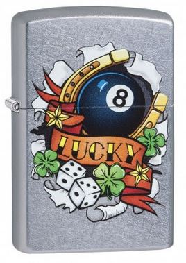 Zippo Lucky 8 Tattoo Lighter, 29604 - Click Image to Close