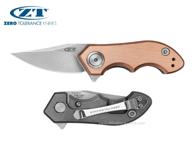 Zero Tolerance Small Galyean Flipper Framelock Knife, CPM 20CV SW, Copper/Ti